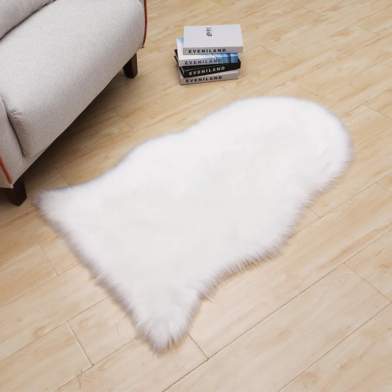 

Solid Color Artificial Sheepskin Long Faux Fur Plush Fluffy Hairy Plain Carpet For Bedroom Living Room Wool Soft Area Rugs Mat