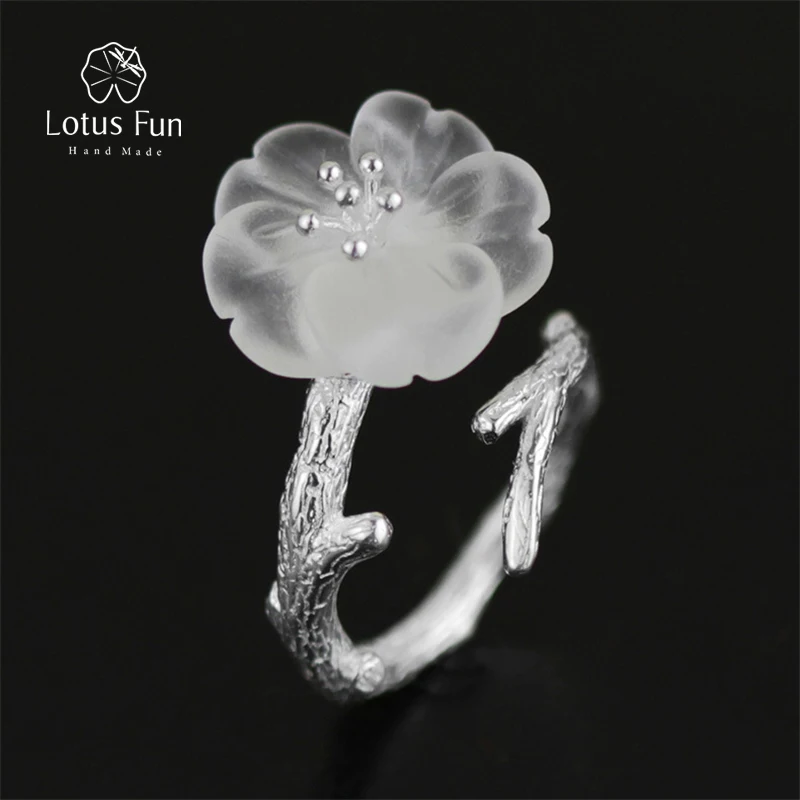 

Lotus Fun Real 925 Sterling Silver Natural Handmade Fine Jewelry Flower in the Rain Ring Open Rings for Women Female Bijoux