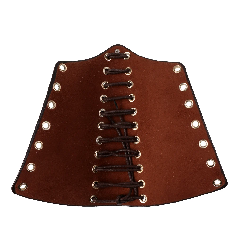  Archery Arm Guard Handmade Lace-up Cow Leather Arm Protector for Traditonal Bow Hunting Shooting Accessories Brown Black Unisex