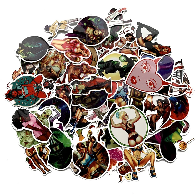 70 قطعة الكتابة على الجدران ملصقا ندف المبتذلة الأزياء مثير فتاة ملصق لعب ل سكيت محمول الدراجة حقيبة الأمتعة سيارة للماء