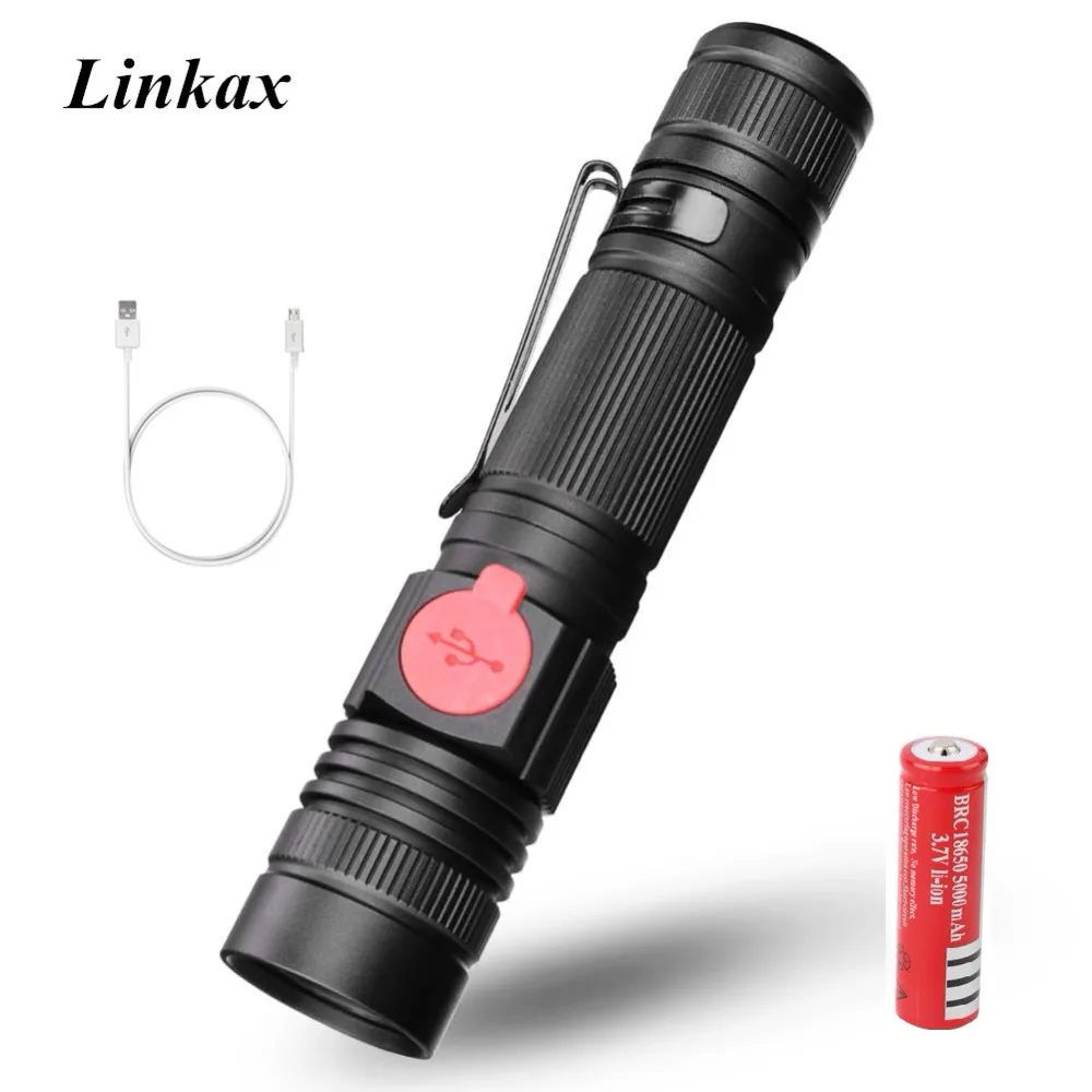 Usb Rechargeable Flashlight Xpe Led Flashlight Zoomable 3 Modes Torch