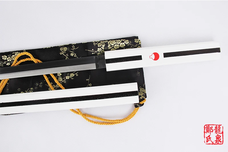 Реальный KATANA Косплей мечи из углеродистой стали у героя мультфильма Саскэ Утиха меч для героя аниме «Наруто hotage тему аниме покрытие с чёрным лезвием, белый/черный Сая