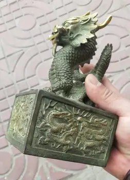 

Chinese Old Handwork Chinese Bronze Carved Big Dragon Seal Statue/Stamp Sculpture