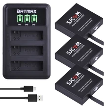 3Pcs 1200mAh Original SJCAM SJ8 Battery LED 3Slots USB Charger for SJ8 Pro SJ8 Plus SJ8