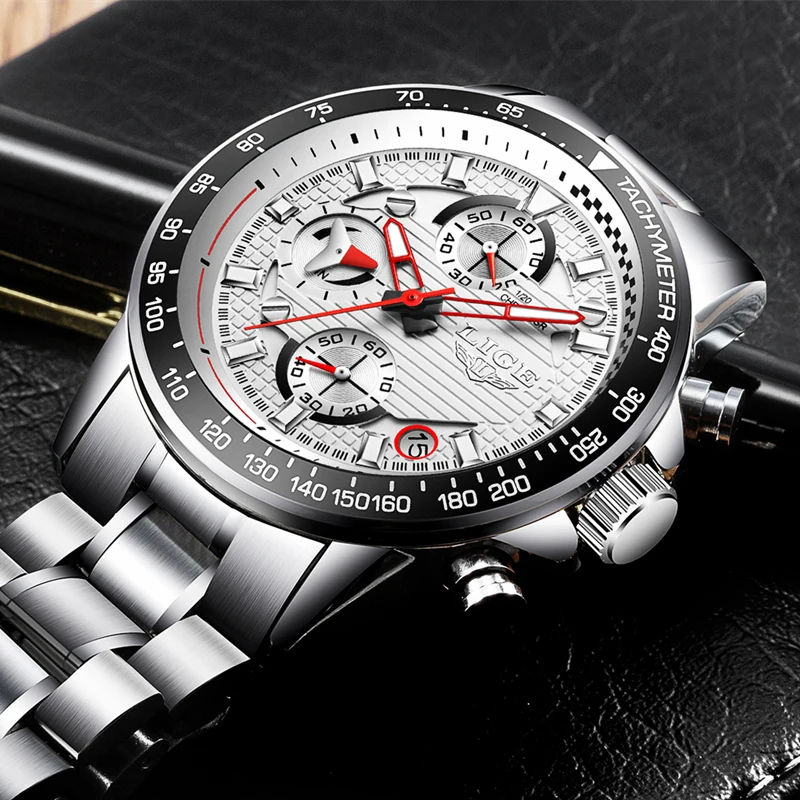 

LIGE Fashion Mens Watches Top Brand Luxury Quartz Clock Sport Watch Men Full Steel Business Waterproof Watch Relogio Masculino