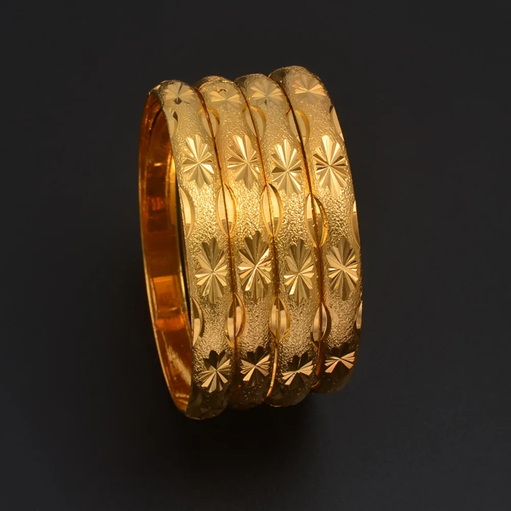 Anniyo 4 шт./лот, 24 К золотой цвет браслет для женщин девочек, Арабский Дубай браслет GP ювелирные изделия эфиопские, африканские свадебные подарки#193306