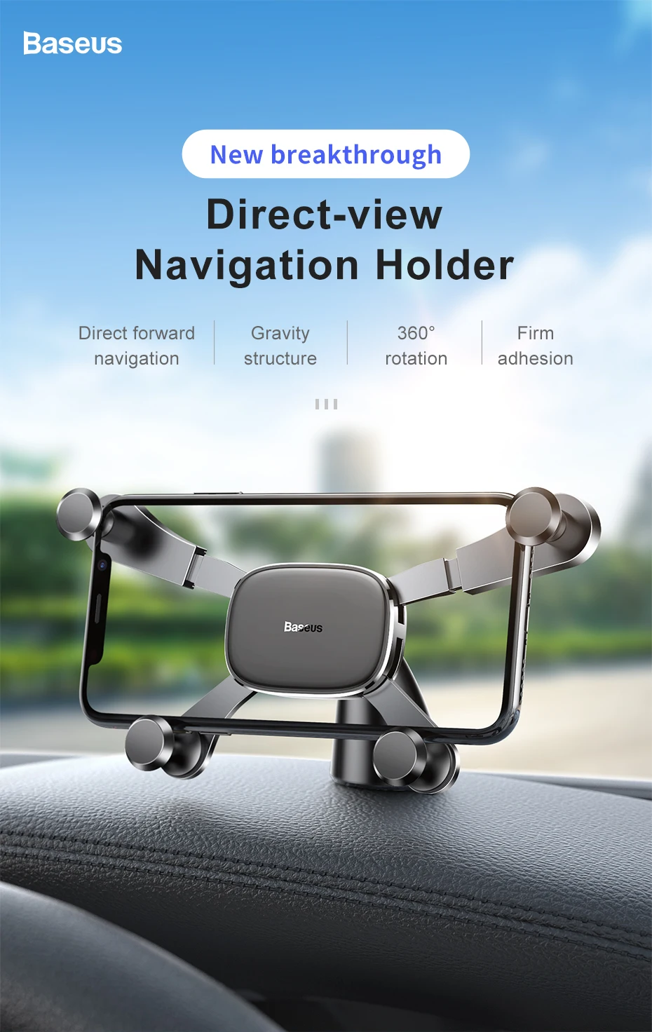 Baseus Car Phone Holder for iPhone Samsung Gravity Mount Holder Stand Dashboard Car Holder for Huawei Xiaomi Mobile Phone Holder