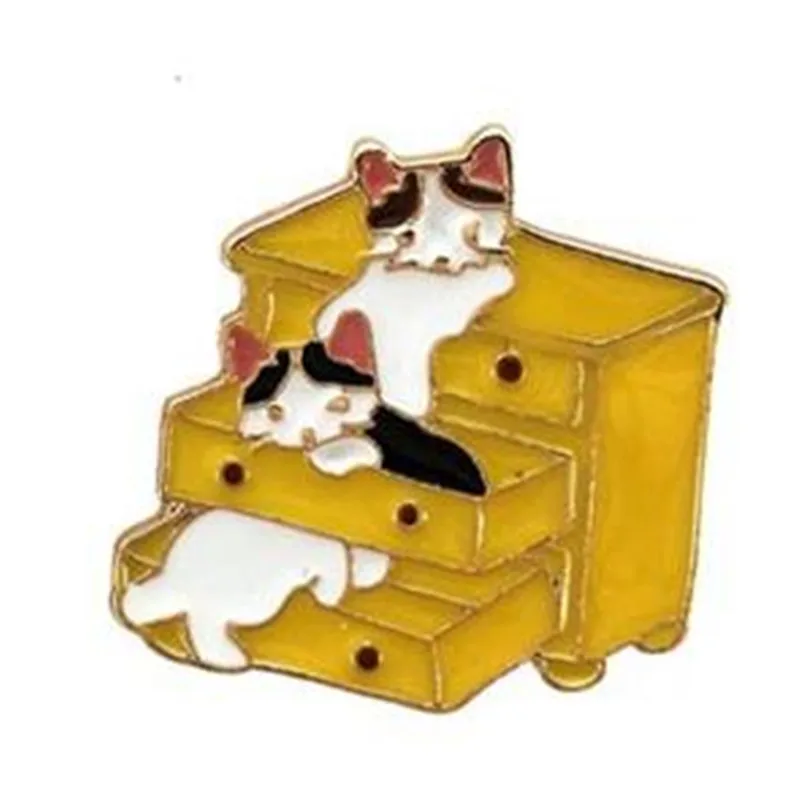 Мода мебель ящика Cat металлические значки иконки на Pin поп брошь одежду значок для