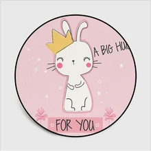 AOVOLL милый мультфильм розовый кролик круглый ковер детский коврик для лазания подвесная корзинка на стул спальня нескользящий коврик для девочки детская комната