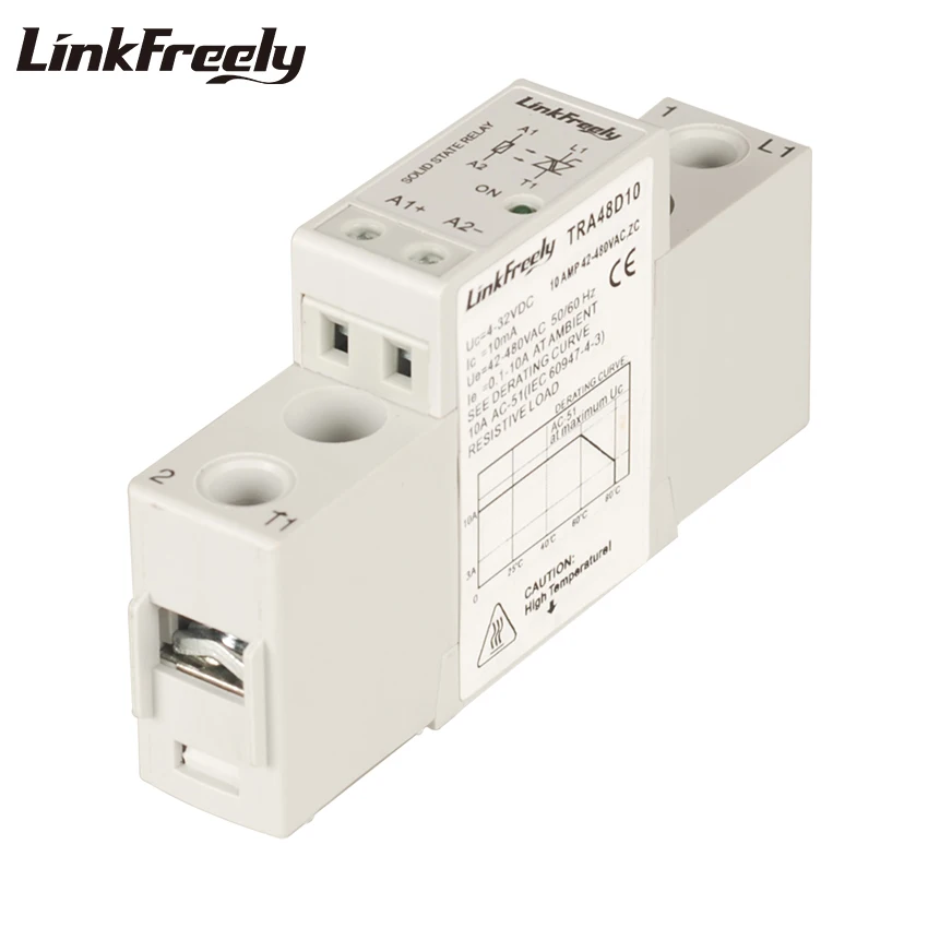 

TRA48D10 10A Miniature DC AC SSR Solid State Relay Module & Board 5V 12V 24V 32VDC Input 42-480VAC Ouput LED Signal Power Relays