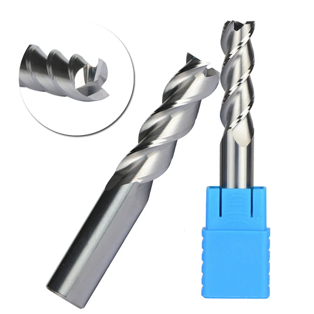 

2Pcs End Mill Replacement 3 Flute Set Solid Tungsten Carbide HRC45 DIY Home CNC Metalworking Practical