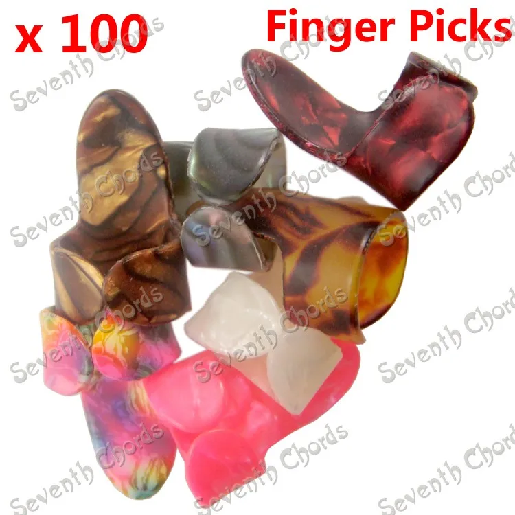 

100 Pcs mix color Celluloid finger pick Guitar Picks Plectrums SZ-100