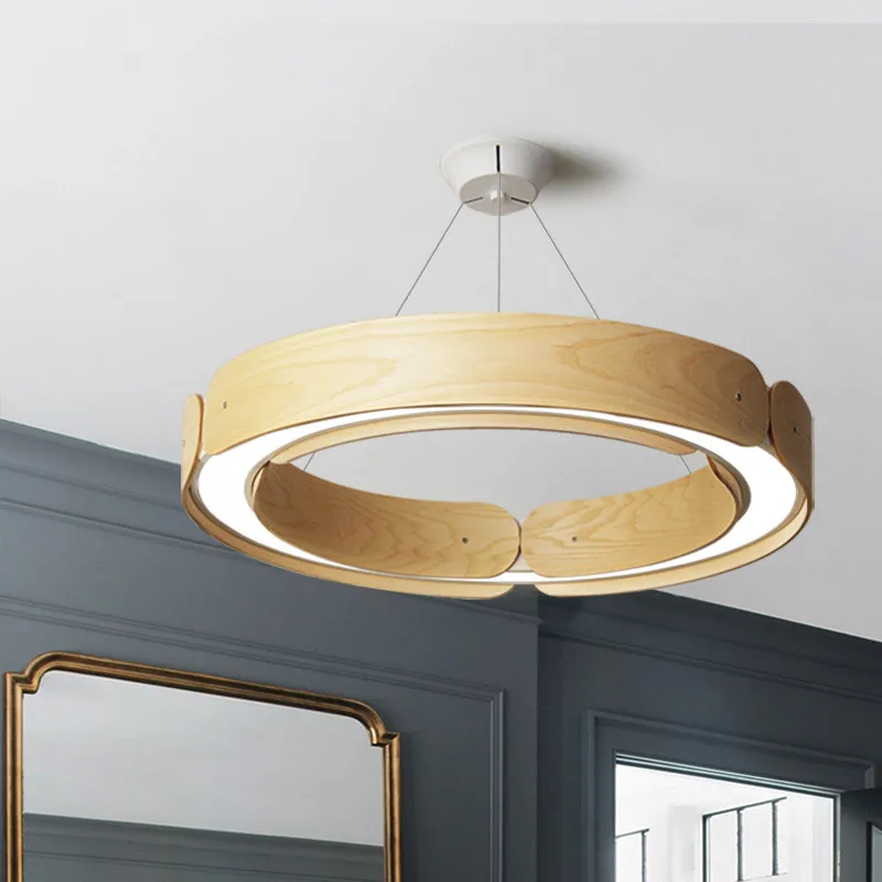 

Nordic Loft Solid Wood Dining Room Chandelier Modern Concise Living Room Restaurant Designer Led Light Fixtures Free Shipping