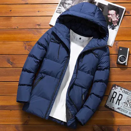 dark blue 8099 Teaegg Повседневное парка с капюшоном Для мужчин пальто jaquetas masculina Inverno теплые зимние куртки Для мужчин Мужские парки Homme Mujer al692 - Цвет: dark blue 8099