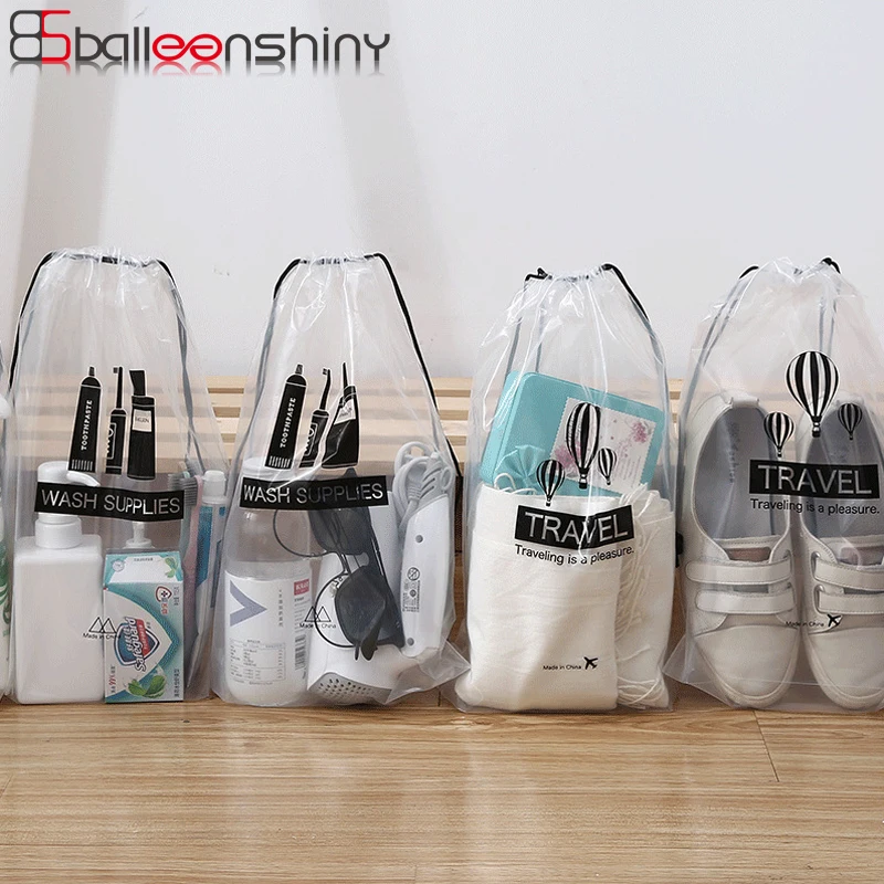 

BalleenShiny 5pcs/set Transparent Storage Bags Travel Shoes Laundry Underwear Sub-bag Neaten Drawstring Pouch Portable Organizer