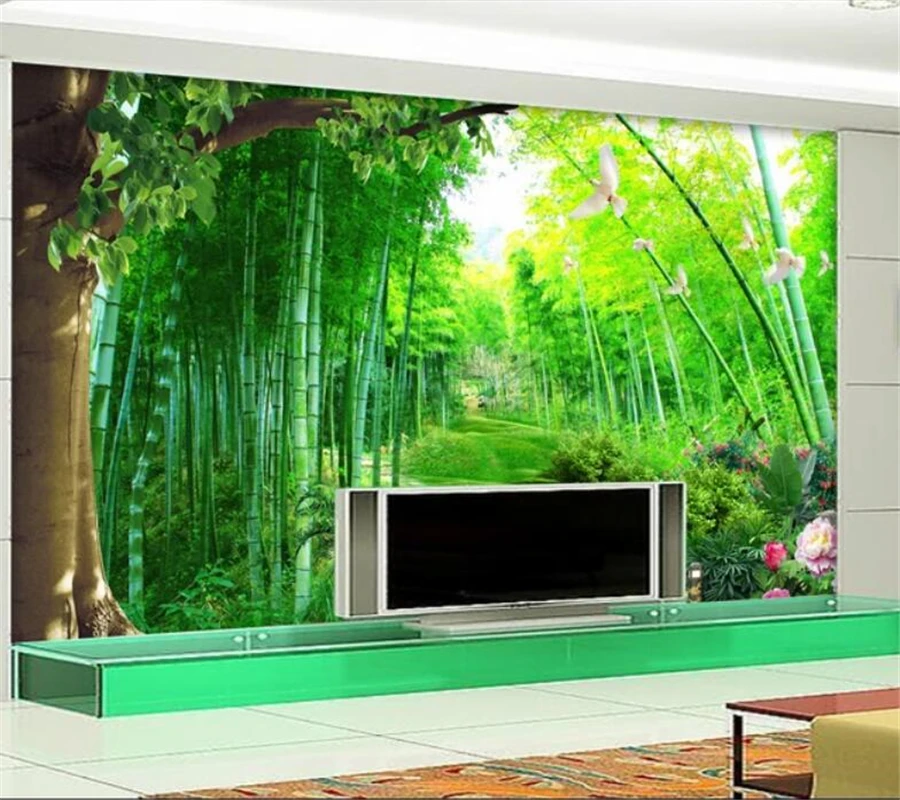 

wellyu Custom wallpaper large mural 3d bamboo forest path fresh wall paper Hotel living room bedroom sofa background wall paper