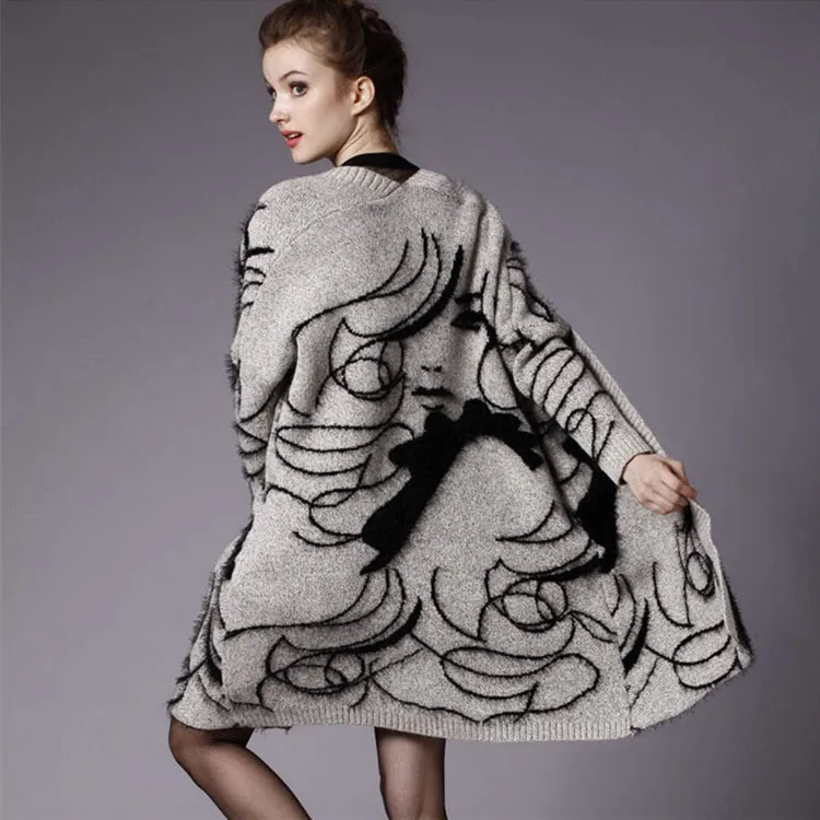 

European Women's Cardigan Sweater Knitting Sweater Loose Coat Oversized Cardigan