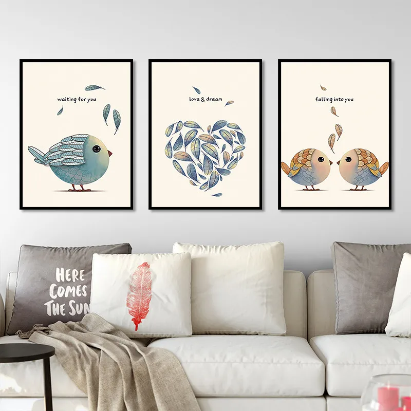 Hot sale Nordic style abstract blue bird Feather Letter