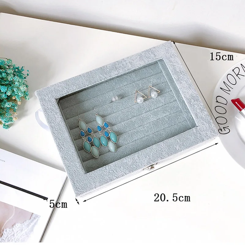 New Size 20.5*15*5cm Grey Jewelry Display Box Case for Rings Earrings Bracelets Necklaces or other Ornaments Storage Organizer