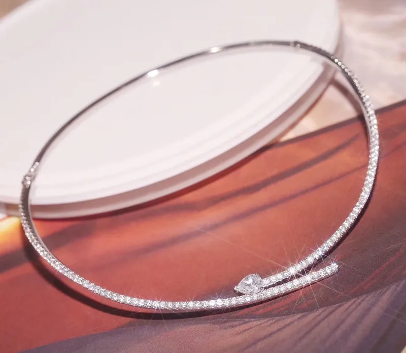

Designer Fashion 925 Sterling Silver Jewelry 3A Cubic Zirconia Party Collar Necklace