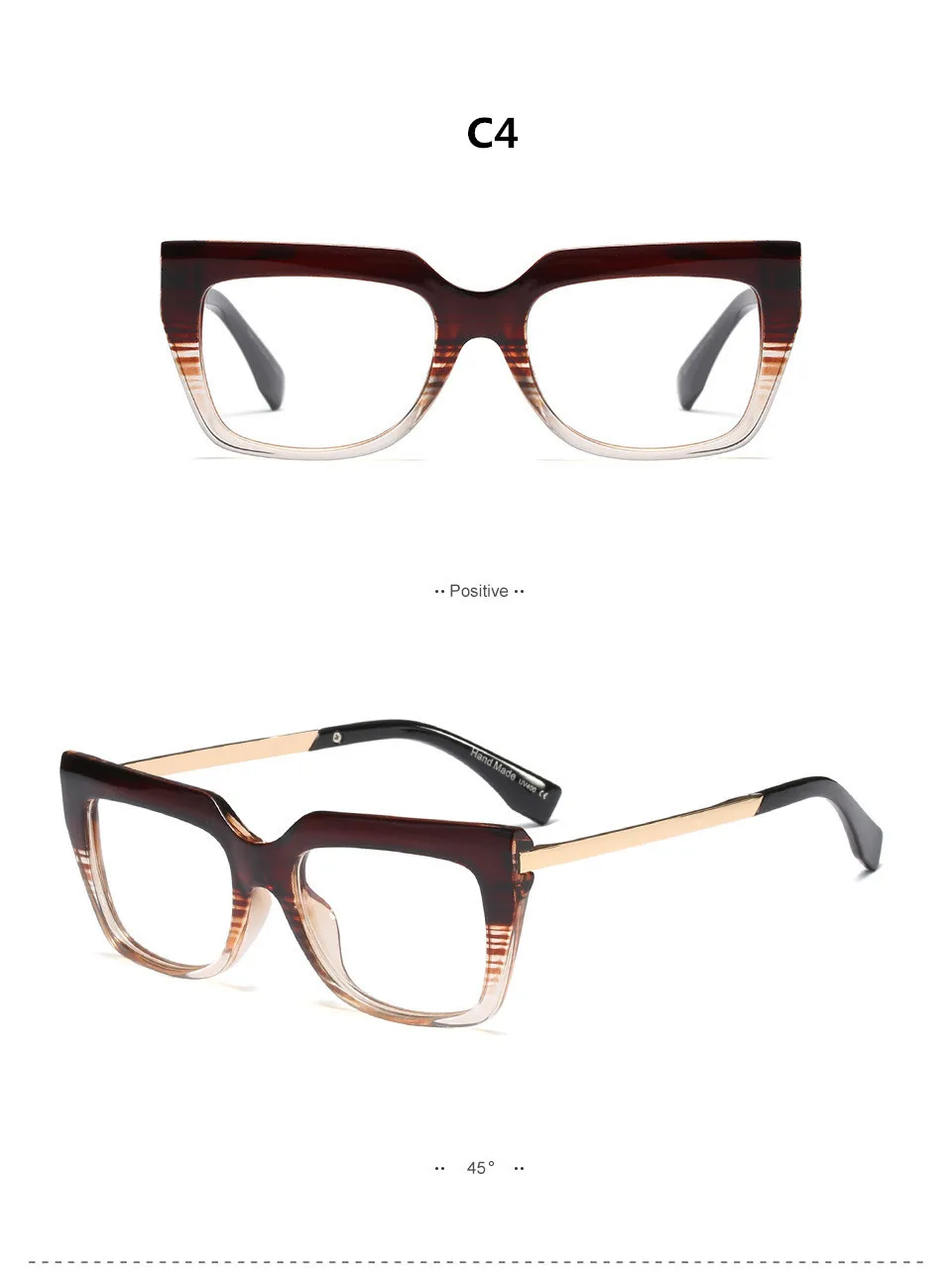 HUITUO, модные ретро очки, оправа для женщин, защита глаз, очки для вождения, фирменный дизайн, прозрачные очки, поддельные очки - Цвет оправы: C4