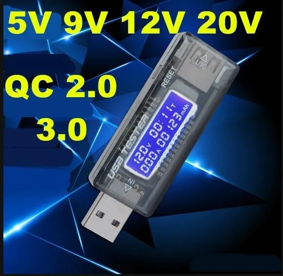 USB 5 в 9 12 В 20 QC 2 0 3 OLED Ток Напряжение зарядное устройство Емкость тестер Доктор