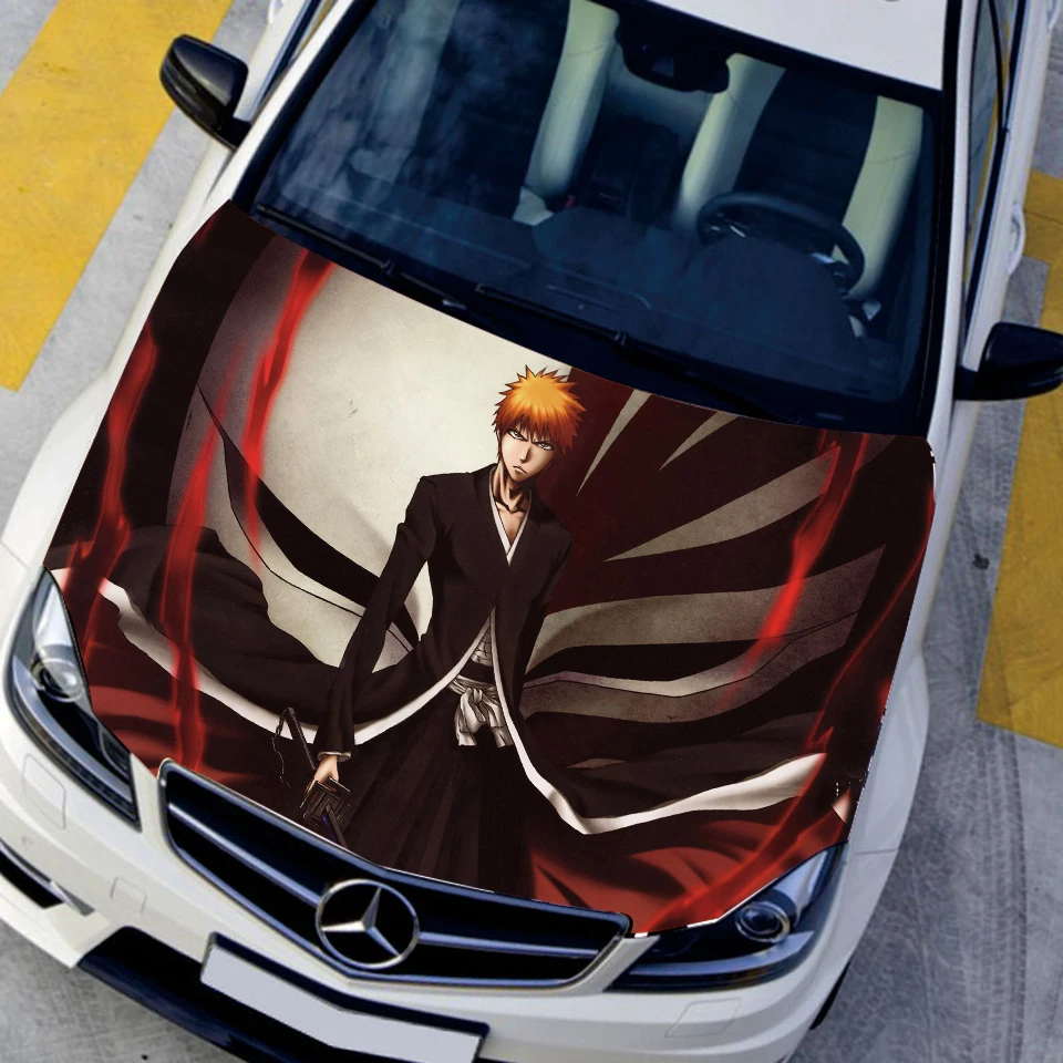 Car Styling Stickers Waterproof PVC Paper Funny Decal Belle Samolepky DEATH Kurosaki ichigo Hood Sticker Camouflage Vinyl Film 14cm 9cm fashion x wing star wars funny vinyl car styling decal car stickers black silver s6 3687