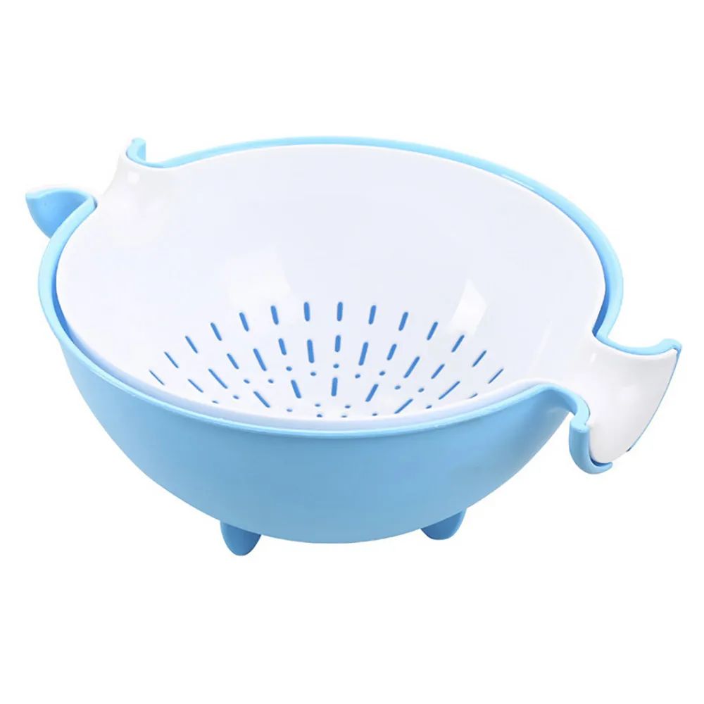 

2-in-1 Multifunction Kitchen Colander Strainer Bowl Set Fruit Vegetable Double Layered Rotatable Drain Basin Basket