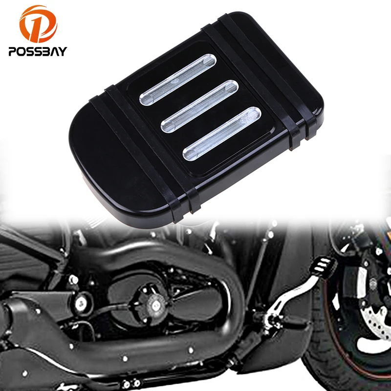POSSBAY Motorcycle Brake Pedal Pad Cover Edge Cut CNC Aluminum for