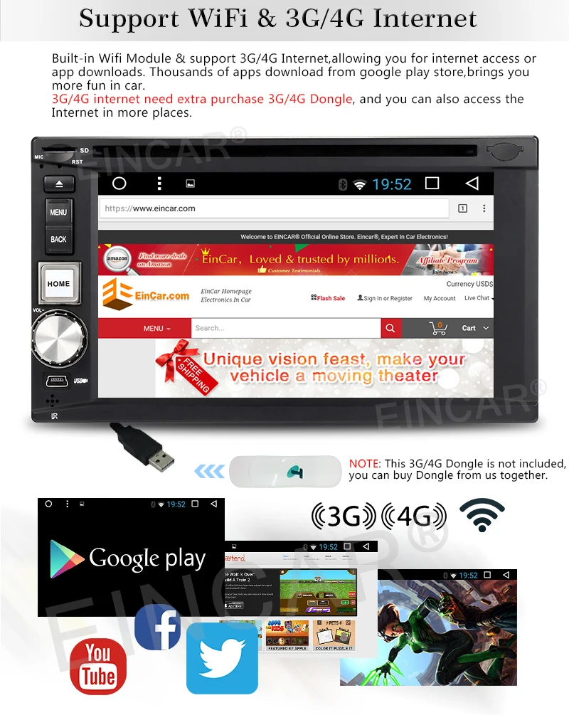 Top 4G Dongle+Android 6.0 Car Radio Player In Dash Double 2 din Car Stereo GPS Navigation support Wifi/SW Control/USB/SD input/OBD2 6 Top 4G Dongle+Android 6.0 Car Radio Player In Dash Double 2 din Car Stereo GPS Navigation support Wifi/SW Control/USB/SD input/OBD2 6