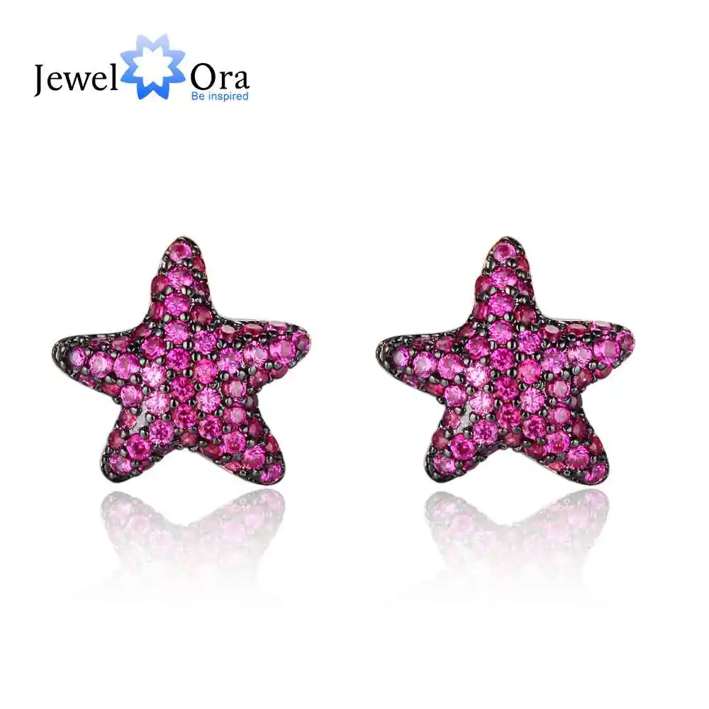 

925 Sterling Silver Stud Earrings 2018 CZ Cute Star Earrings For Women Girl Daily Jewelry Birthday Gift ( Jewelora EA103054 )