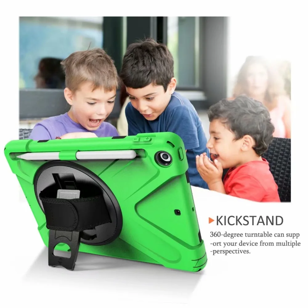 Case for iPad 9.7 2017 2018 Case Silicon Cover 360 Rotating Shockproof Hand Strap for iPad 2018 2017 9.7 Pencil Holder Cover     (10)