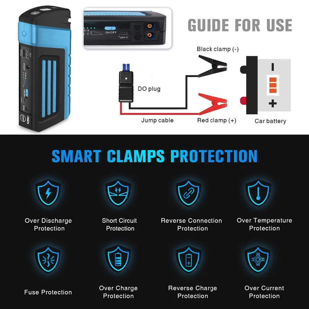 

Multi-function Car Jump Starer Power Bank 12V Starting Device Booster Car Charger For Car Battery Booster Buster Auto Starter