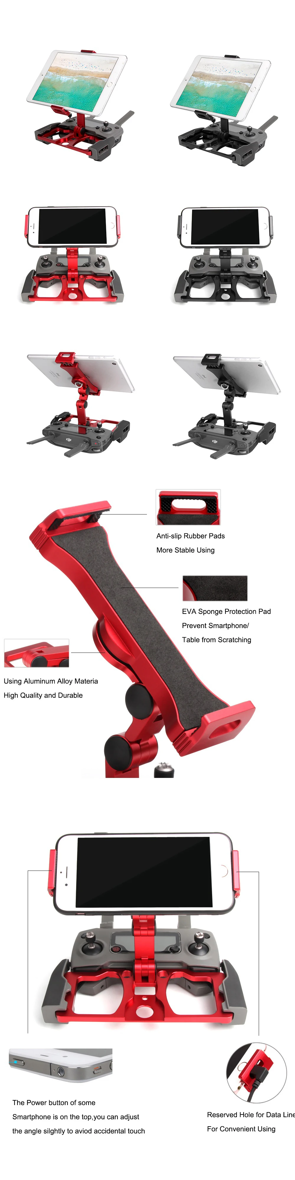 Пульт дистанционного управления смартфон/Tablet Клип держатель для DJI Mavic 2/Air/Spark Drone CrystalSky Монитор Кронштейн
