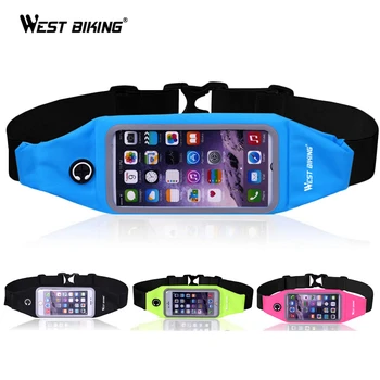 

WEST BIKING Running Sport Waist Bag Screen Touch Waterproof Belt Pouch Phone Holder Adjustable Cycling Runnning Bag Bicycle Bags