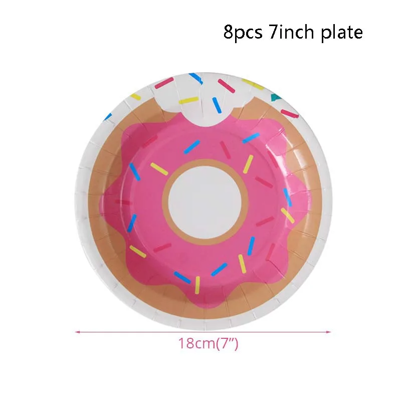 Вечерние одноразовые столовые приборы для пончиков, 1 набор, тропические вечерние принадлежности, пончики, гирлянда, тарелка, салфетка, декор для свадьбы, дня рождения - Цвет: 8pcs plate