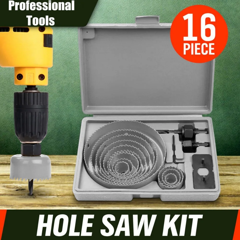

16pcs/set Carbide drill bits wood drills tapper hole saw combination set durable use tools for woodworking