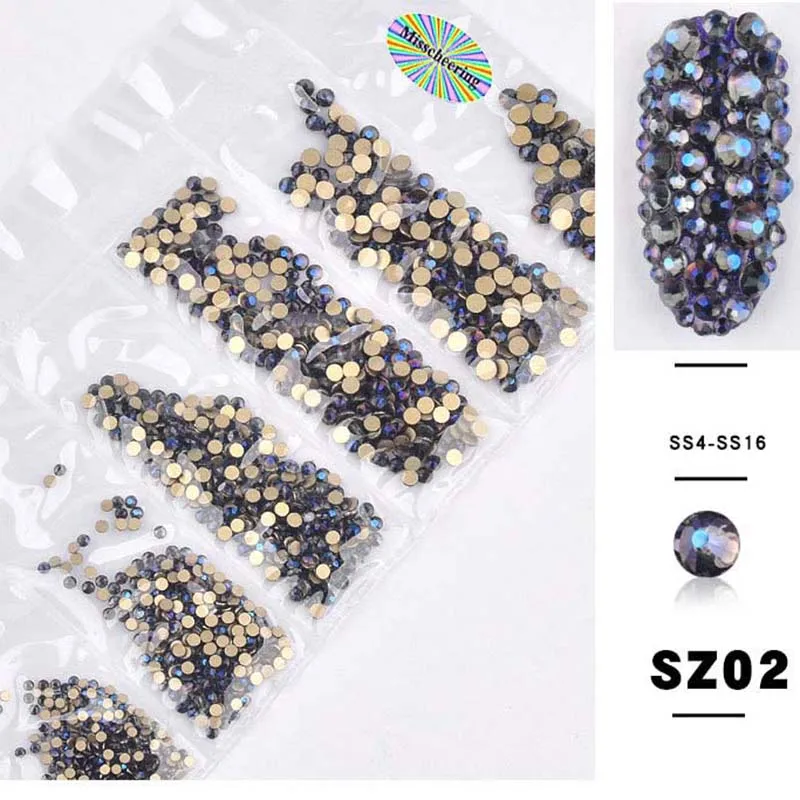 1 упаковка, 16 цветов, стеклянные стразы для ногтей, смешанные размеры, дизайн ногтей, украшение, камни, блестящие драгоценные камни, аксессуары для маникюра