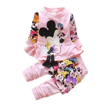 Infant Autumn Minnie Tracksuits Baby Girls Boys Clothing Set Children Mickey Mouse Jacket T-shirt Sweatshirts Pants Kids Suit