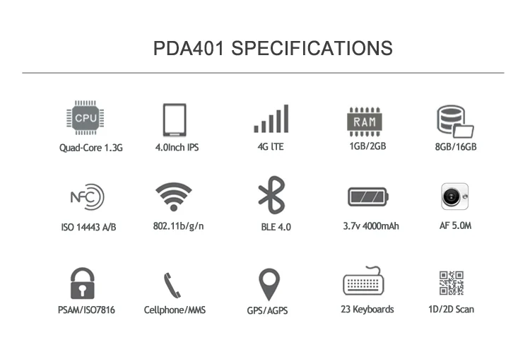 Экран 4,0 дюйма android 7,0 Портативные Промышленные КПК 2D сканер штрих-кода