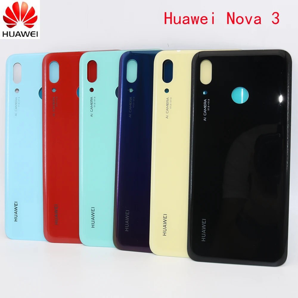 

Original Rear Back Housing Battery Glass Door Cover For Huawei Nova 3 Replanement part With Sticker