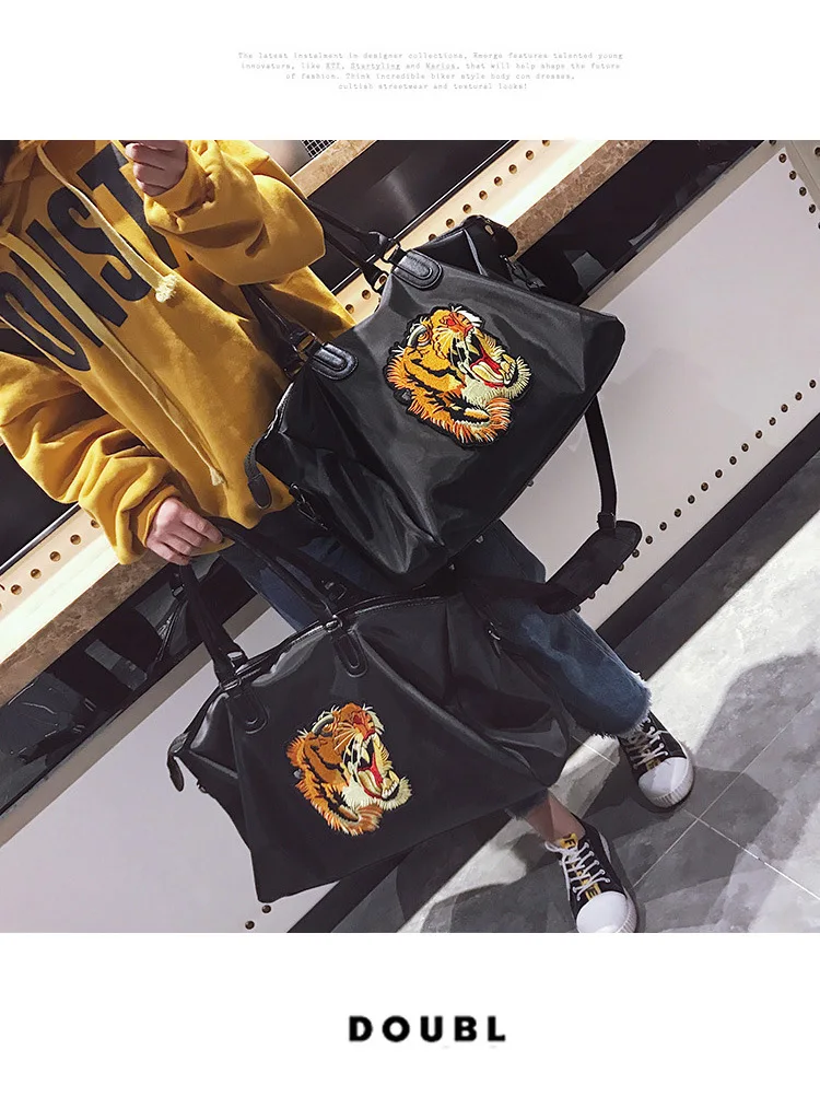 SXCNN вышитая голова тигра дорожная сумка Уличная Ткань Оксфорд Водонепроницаемая фитнес-сумка женская спортивная Большая емкость сумки на плечо