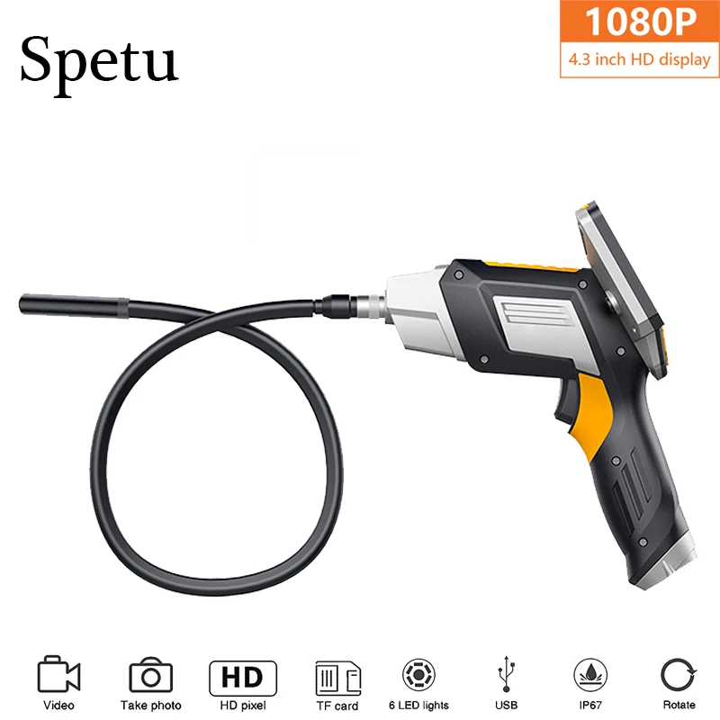 

Spetu 1080P HD 8mm Endoscope With 4.3 Inch LCD Display Car Inspection Camera Handheld Endoscope Lithium Battery Snake Hard Cam