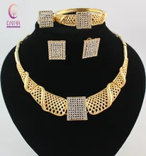 Женщины Африканский Костюм Ювелирные Наборы Золото/С Покрытием Кристалл Rhinestone Свадебный Люкс Ожерелье Браслет Серьги Кольцо Комплект Ювелирных Изделий