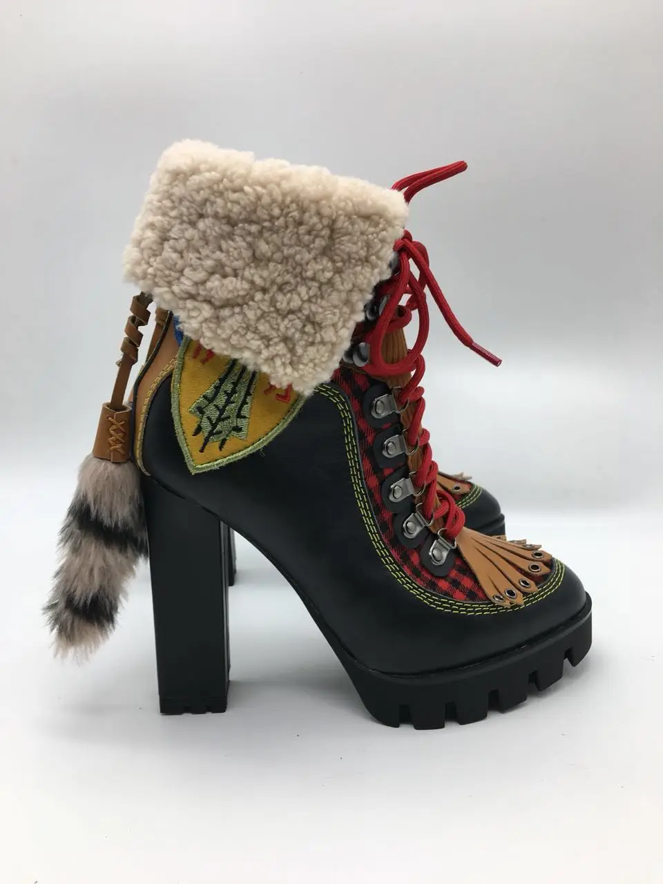 Tobillo Plataforma Grueso Pictures Botas Abesire Mujer Caliente Mujeres Chicas Cuadrado Encaje Corto Alta Tacón As Las De Punta Zapatos Oveja La Del Piel Redonda qXPvw8Xyg