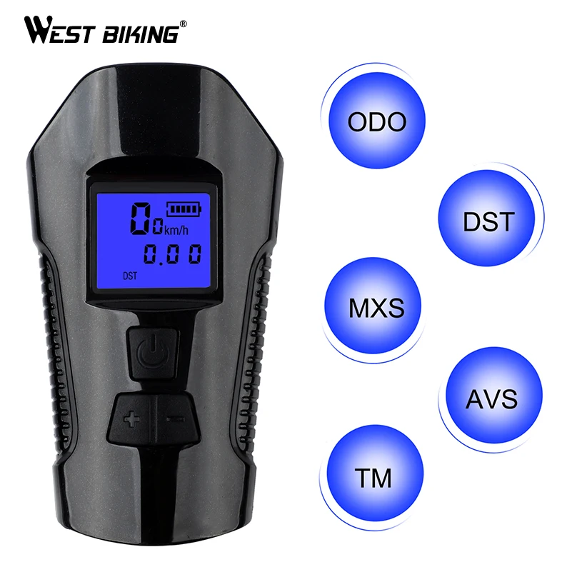 

WEST BIKING Bicycle Computer Speed Odometer Stopwatch LED Backlight Computer With Lamp And Electric Horn Cycling Speedometer