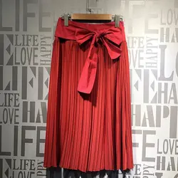 Красная юбка дизайнерские женские плиссированные юбки 2019