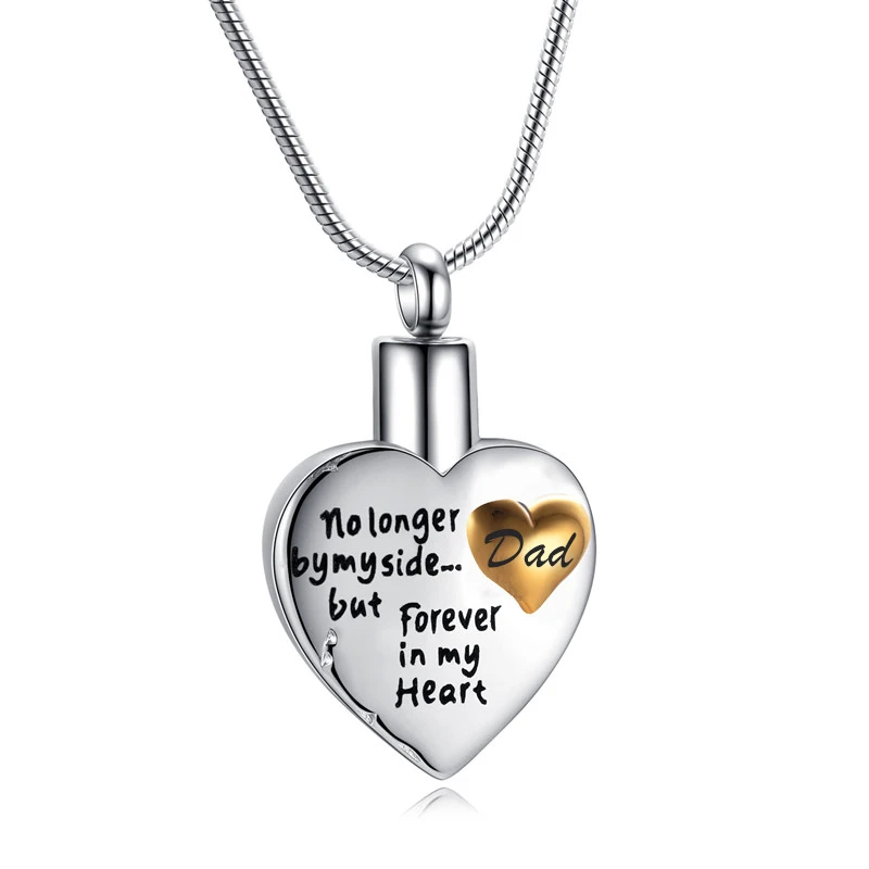 

Memorial Necklace for mom,dad,pet,no Longer by My Side Forever in My Heart Stainless Steel Cremation Pendant Jewelry