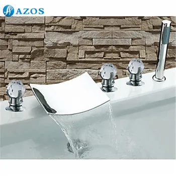 

Bathtub Shower Faucets Chrome Polish Bathroom Suana 5pc Sets Showerhead,Diverter,Two Handles,Shower Hose,Waterfall Spout YGWJ075