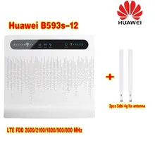 Unlocked Huawei B593 B593s-12 Plus 2pcs Antenna 4G LTE 100Mbps CPE Router with Sim CardSlot 4G LTE WiFi Router with 4 Lan Port